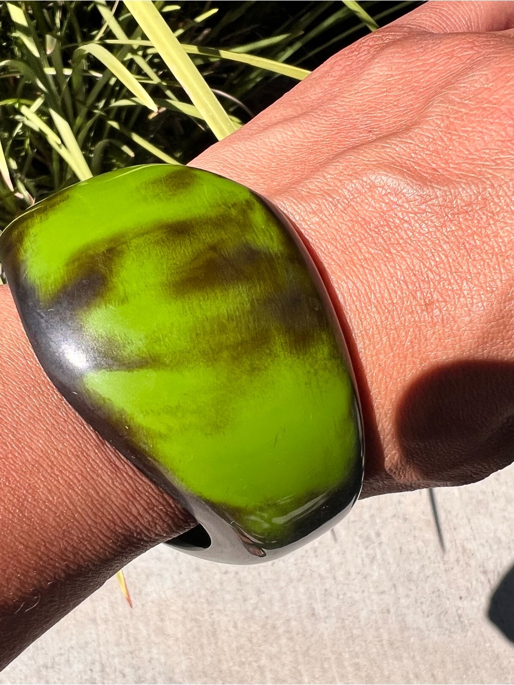 Green Resin Cuff Bracelet - Brand Unspecified